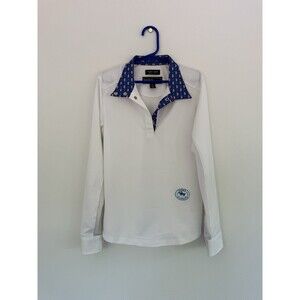 Essex Classic Show Shirt Girls M WHITE/blue Piglet Collar & Sleeve